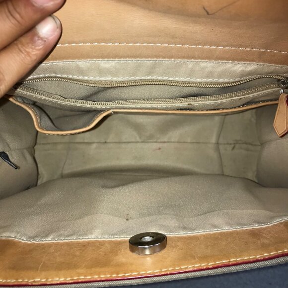 Dooney & Bourke Signature Medium Tote Bag Tan Canvas Leather - Picture 11 of 12